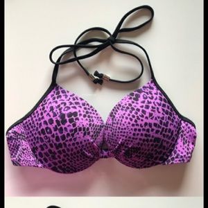 VS PINk Purple Black Snake Bikini Top Push Up